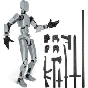 3D Printed Action Figure, Robot Toys with Full Articulation for Stop Motion Animation(2 pcs, Blue Red)