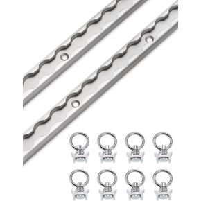 2pcs 4ft Aluminum L Track Rail with 8pcs Single Stud Fittings, L Track Tie Down System for Enclosed Trailer, Trucks, Vans, Pickup