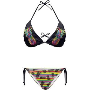 String Women's Sexy Halter Thong Bikini 2 Piece with Tie Sides Summer Triangle Bikini Set Swimsuits