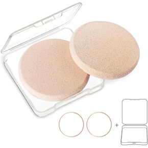 KOOBA 4pcs Round Makeup Sponges Supplement, Beauty Face Primer Compact Powder Puff, Blender Sponge Replacement for Cosmetic Flawless Foundation, Sensitive and All Skin Types