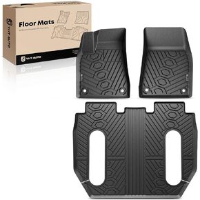 YHTAUTO Automotive All Weather Floor Mats Compatible with Tesla Model X 2016 2017 2018 2019 2020 6-Seats Car Mats Custom Fit TPE Floor Liners Front & Back Seat, Black, Set of 3