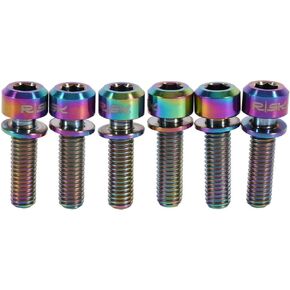 6PCS Stem Screw Alloy Bike Stem Tapered Bolts Screw Top Cover Bolt with Washers Set for MTB Stem (Rainbow)