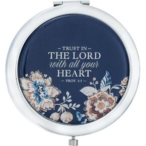 Christian Art Gifts Inspirational Portable Floral Makeup Compact Mirror for Women: Blessed Bible Verse 1x/2x Magnification Cute Chrome Double-sided Case for Purses, Travel Bags, Pink Multicolor Floral