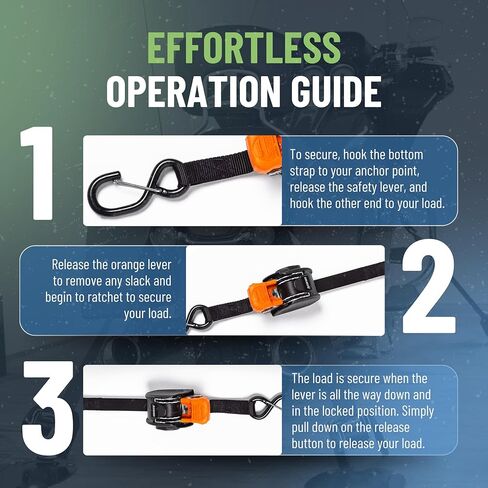 أشرطة سقاطة صغيرة G3 قابلة للسحب من كارجوباكل، قوة كسر 1400 رطل، عرض 2.54 سم × وصول 6 أقدام، أشرطة سقاطة تلقائية للمقطورات، وناقلات الألعاب، والمركبات الرباعية، والدراجات النارية - عبوتان in Kuwait