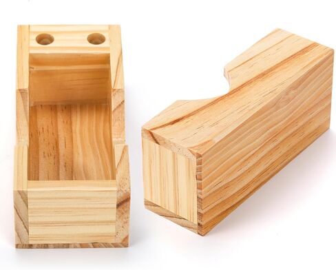 AVLA 4 حامل بطاقات عمل، حامل عرض بطاقات عمل خشبي لسطح المكتب، منظم بطاقات عمل خشبي مع فتحات قلم رصاص للمكتب، المكتب، الطاولة، عدادات الاستقبال، المنزل، المدرسة in Kuwait