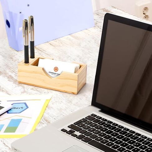 AVLA 4 حامل بطاقات عمل، حامل عرض بطاقات عمل خشبي لسطح المكتب، منظم بطاقات عمل خشبي مع فتحات قلم رصاص للمكتب، المكتب، الطاولة، عدادات الاستقبال، المنزل، المدرسة in Kuwait