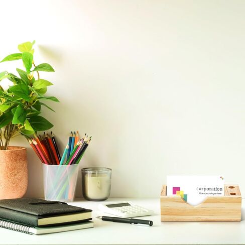 AVLA 4 حامل بطاقات عمل، حامل عرض بطاقات عمل خشبي لسطح المكتب، منظم بطاقات عمل خشبي مع فتحات قلم رصاص للمكتب، المكتب، الطاولة، عدادات الاستقبال، المنزل، المدرسة in Kuwait