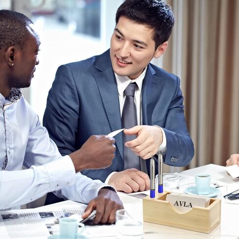 AVLA 4 حامل بطاقات عمل، حامل عرض بطاقات عمل خشبي لسطح المكتب، منظم بطاقات عمل خشبي مع فتحات قلم رصاص للمكتب، المكتب، الطاولة، عدادات الاستقبال، المنزل، المدرسة in Kuwait