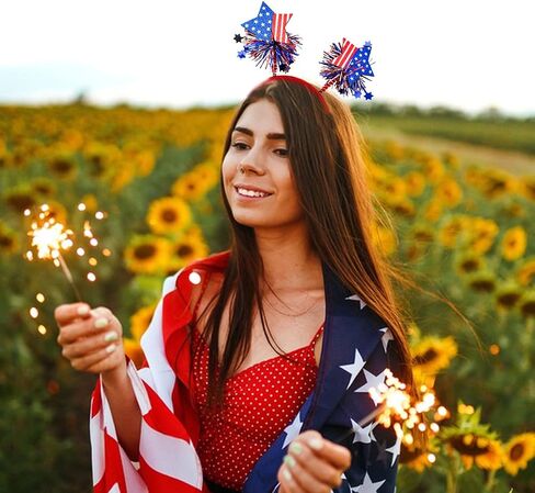 4th of July Head Boppers American Stars Headband Independence Day Hair Hoop Hair Band Patriotic Party Hair Scrunchies White Blue Red Hair Accessories National Memorial Day Party Favors for Women Kids in Saudi Arabia