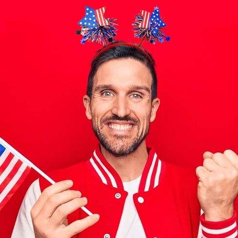 4th of July Head Boppers American Stars Headband Independence Day Hair Hoop Hair Band Patriotic Party Hair Scrunchies White Blue Red Hair Accessories National Memorial Day Party Favors for Women Kids in Saudi Arabia
