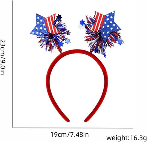 4th of July Head Boppers American Stars Headband Independence Day Hair Hoop Hair Band Patriotic Party Hair Scrunchies White Blue Red Hair Accessories National Memorial Day Party Favors for Women Kids in Saudi Arabia