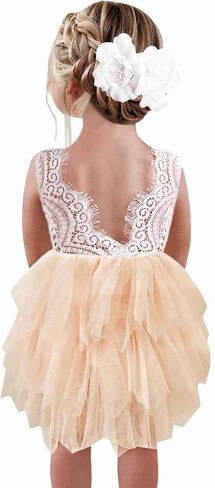 2Bunnies Girl Peony Lace Back A-Line Tiered Tutu Tulle Party Flower Girl Dress in Saudi Arabia