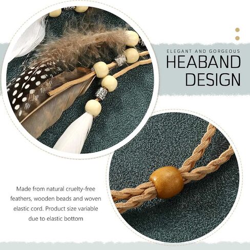 GORTIN بوهو الهندي ريشة عقال الأبيض ريشة Headbands الغجر الهبي أغطية الرأس مهرجان زي حفلة خوذة للنساء in Saudi Arabia