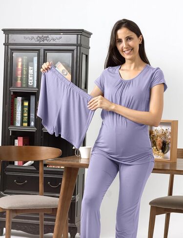 SUNNYBUY Womens Maternity Nursing Pajamas Set 3 Piece Breastfeeding PJS | Pregnancy Must Haves, Labor & Delivery Essentials, Going Home Outfit, Postpartum Lounge Set in Saudi Arabia
