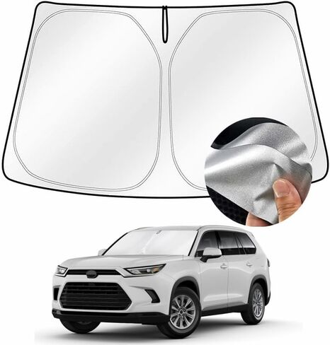مظلة شمسية للزجاج الأمامي من Cartist تناسب سيارة Toyota Grand Highlander لعام 2024، مظلة شمسية قابلة للطي لسيارات الدفع الرباعي، كتلة عاكسة للأشعة فوق البنفسجية، واقي حاجب للأشعة فوق البنفسجية، ملحقات عازلة قابلة للطي in Saudi Arabia
