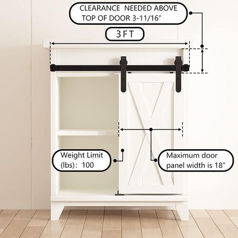 skysen 2ft Single Door Cabinet Sliding Barn Door Hardware Kit Super Mini Sliding Door Hardware for Wardrobe Cabinet TV Stand (ykd2) in Saudi Arabia