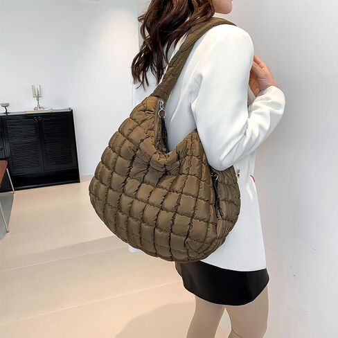 Juoxeepy Quilted Tote Bag Large Puffer Crossbody Bag Women Quilted Carryall Puffy Shoulder Bag Padding Hobo Bag in Kuwait