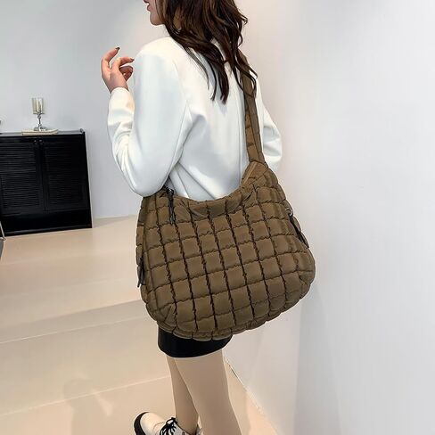 Juoxeepy Quilted Tote Bag Large Puffer Crossbody Bag Women Quilted Carryall Puffy Shoulder Bag Padding Hobo Bag in Kuwait