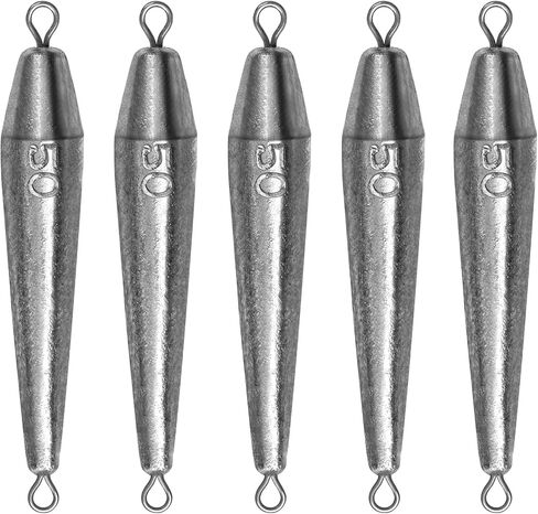 THKFISH Fishing Weights，Inline Trolling Sinkers Fishing Weights Sinkers Double Ringed One Piece Wire Lead Fishing Weights,Torpedo Sinkers Saltwater Freshwater 1oz-3.5oz in Saudi Arabia