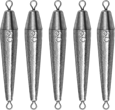 THKFISH Fishing Weights，Inline Trolling Sinkers Fishing Weights Sinkers Double Ringed One Piece Wire Lead Fishing Weights,Torpedo Sinkers Saltwater Freshwater 1oz-3.5oz in Saudi Arabia
