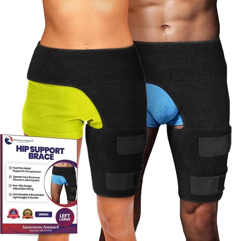 Hip Brace Thigh Compression Sleeve – Hamstring Compression Sleeve & Groin Compression Wrap for Hip Pain Relief. Support for Hip Replacements, Sciatica, Quad Muscle Strains - Large Left in Saudi Arabia