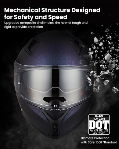 ILM Motorcycle Helmet Full Face with Pinlock Compatible Clear&Tinted Visors and Fins Street Bike Motocross Casco DOT Model Z501 in Saudi Arabia
