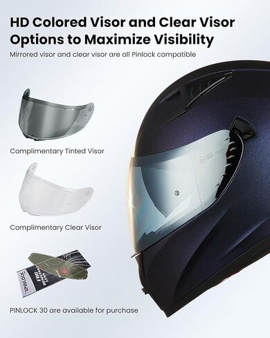 ILM Motorcycle Helmet Full Face with Pinlock Compatible Clear&Tinted Visors and Fins Street Bike Motocross Casco DOT Model Z501 in Saudi Arabia