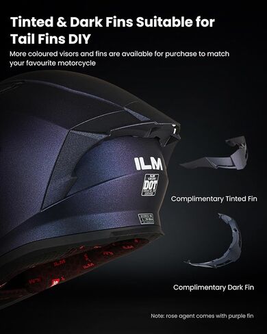 ILM Motorcycle Helmet Full Face with Pinlock Compatible Clear&Tinted Visors and Fins Street Bike Motocross Casco DOT Model Z501 in Saudi Arabia
