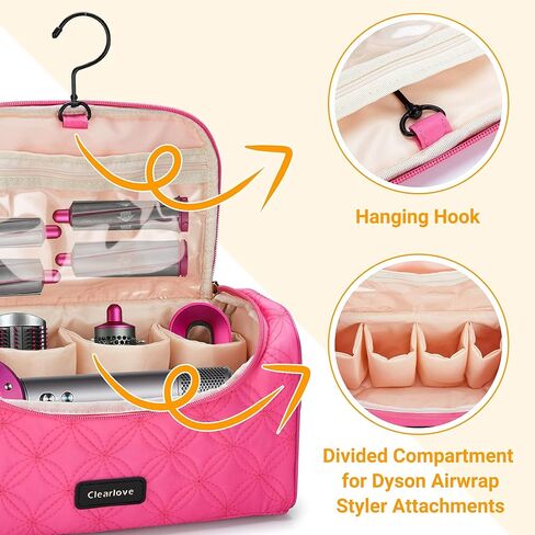 حقيبة سفر Clearlove Airwrap متوافقة مع مجموعات Dyson Airwrap، وحقائب سفر لمستحضرات التجميل مع خطاف غير قابل للانزلاق، وحقيبة تخزين للسفر مع رغوة (أسود) in Kuwait