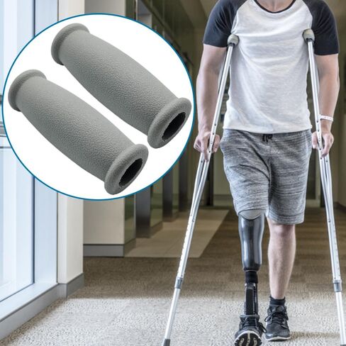 Crutch Hand Grips Kits, Elderly Solid Replacement Cushion Handles Cane Handgrips Adjustable Aluminum Crutch, 2 Pcs in Saudi Arabia