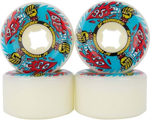 OJ Wheels Team Rider 95a Skateboard Wheels - White/Blue - 61mm in Kuwait