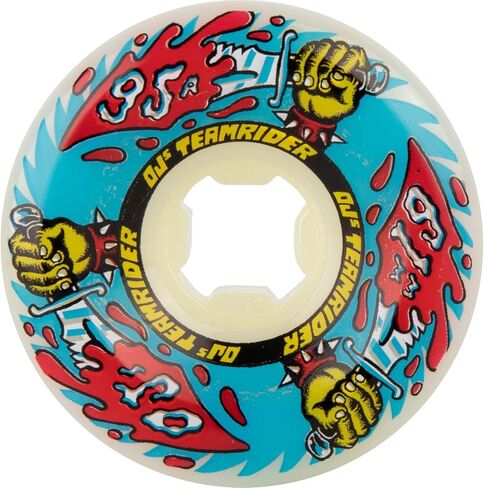 OJ Wheels Team Rider 95a Skateboard Wheels - White/Blue - 61mm in Kuwait