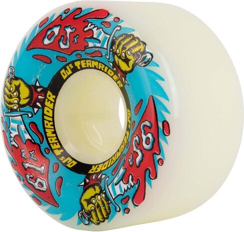 OJ Wheels Team Rider 95a Skateboard Wheels - White/Blue - 61mm in Kuwait