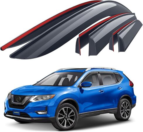 Goodyear Shatterproof Window Deflectors for Nissan Rogue 2014-2020, Tape-on Rain Guards, Window Visors, Vent Deflector Visor, Car Accessories,6 pcs. - GY008647 in Saudi Arabia