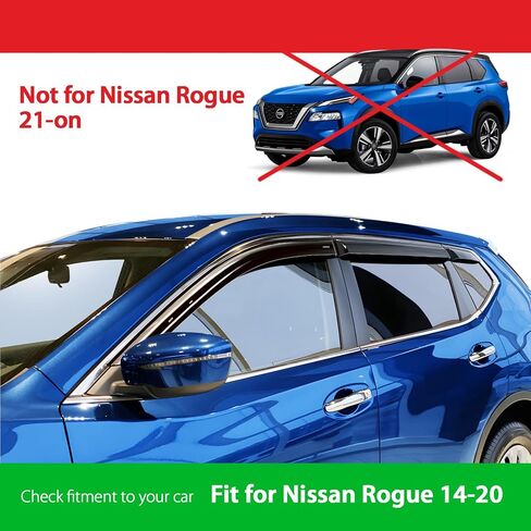 Goodyear Shatterproof Window Deflectors for Nissan Rogue 2014-2020, Tape-on Rain Guards, Window Visors, Vent Deflector Visor, Car Accessories,6 pcs. - GY008647 in Saudi Arabia