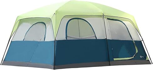 خيمة كابينة PORTAL تتسع لـ 10 أشخاص، خيمة تخييم عائلية سهلة الإعداد، مقاومة للماء/الرياح/غرفتين/خيمة نوافذ شبكية كبيرة مع حقيبة حمل، خيمة عائلية للتخييم/المشي لمسافات طويلة، أزرق/أخضر in Kuwait