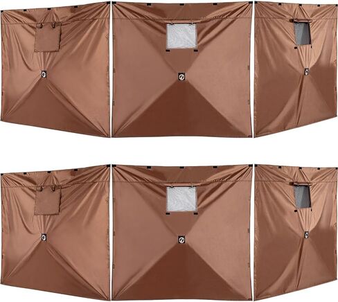 6 قطع من ألواح الرياح مقاس 66.9 × 57.5 بوصة مقاومة للطقس، لوحة شاشة للخيمة، لوحات رياح محمية من الأشعة فوق البنفسجية ومقاومة للماء، لوحة جدارية جانبية لشاشة الرياح مع نافذة، ملحق فقط، بني in Kuwait