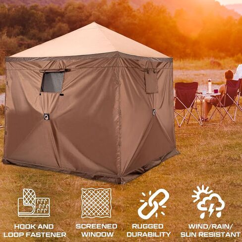 6 قطع من ألواح الرياح مقاس 66.9 × 57.5 بوصة مقاومة للطقس، لوحة شاشة للخيمة، لوحات رياح محمية من الأشعة فوق البنفسجية ومقاومة للماء، لوحة جدارية جانبية لشاشة الرياح مع نافذة، ملحق فقط، بني in Kuwait