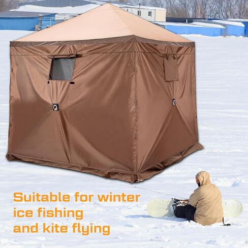 6 قطع من ألواح الرياح مقاس 66.9 × 57.5 بوصة مقاومة للطقس، لوحة شاشة للخيمة، لوحات رياح محمية من الأشعة فوق البنفسجية ومقاومة للماء، لوحة جدارية جانبية لشاشة الرياح مع نافذة، ملحق فقط، بني in Kuwait