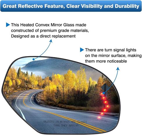 GM1324138 Driver Left Side Mirror Glass Replacement for 2007-2013 Chevy Silverado Avalanche Suburban Tahoe GMC Sierra Yukon 1500 2500HD 3500HD Cadillac Escalade, Heated Glass with Turn Signal Light in Saudi Arabia