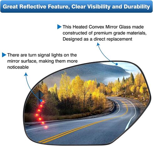 GM1324138 Driver Left Side Mirror Glass Replacement for 2007-2013 Chevy Silverado Avalanche Suburban Tahoe GMC Sierra Yukon 1500 2500HD 3500HD Cadillac Escalade, Heated Glass with Turn Signal Light in Saudi Arabia