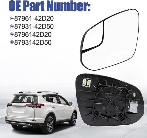 87961-42D20 & 87931-42D50 زجاج مرآة ساخن من الجانب الأيسر والأيمن مع رؤية جانبية للنقطة العمياء مناسب لتويوتا 2016-2018 Rav4/2014-2020 4 عداء in Kuwait