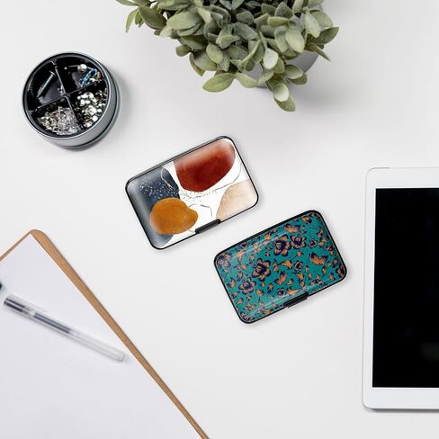 Credit Cards Holder, RFID Aluminum Blocking Slim for Man Women, Hard Card Case Business Card with Multiple patterns（B-6 in Saudi Arabia
