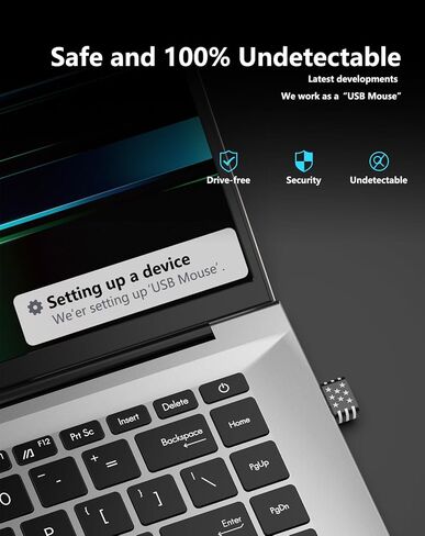 Geyes Mouse Jiggler Undetectable,Mouse Mover Device Has Two Swing Modes Jiggle and Multi-Track,Keeps for MacBook Computer Laptop Awake, Driver-Free, Plug-Play，with Switch,Metal Black in Saudi Arabia