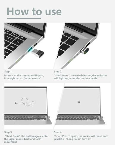 Geyes Mouse Jiggler Undetectable,Mouse Mover Device Has Two Swing Modes Jiggle and Multi-Track,Keeps for MacBook Computer Laptop Awake, Driver-Free, Plug-Play，with Switch,Metal Black in Saudi Arabia