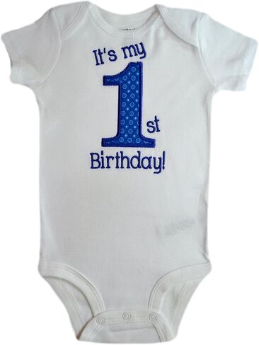 First Birthday Embroidered Year One Bodysuit for Baby Boys Turning 1 in Kuwait