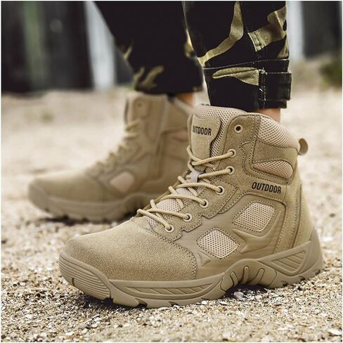 Men's Hiking Boots Lightweight Mid Ankle Trekking Outdoor Non-slip Tactical Combat Boots in Saudi Arabia