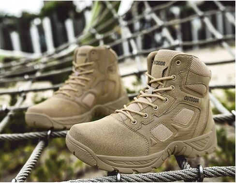 Men's Hiking Boots Lightweight Mid Ankle Trekking Outdoor Non-slip Tactical Combat Boots in Saudi Arabia