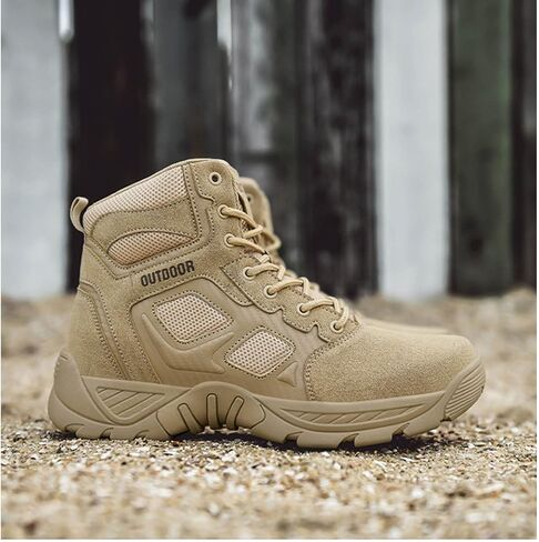 Men's Hiking Boots Lightweight Mid Ankle Trekking Outdoor Non-slip Tactical Combat Boots in Saudi Arabia