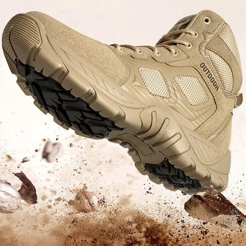Men's Hiking Boots Lightweight Mid Ankle Trekking Outdoor Non-slip Tactical Combat Boots in Saudi Arabia